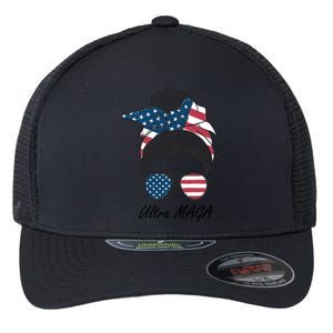 Ultra MAGA Messy Bun Parody Trump 2024 Anti Biden Flexfit Unipanel Trucker Cap