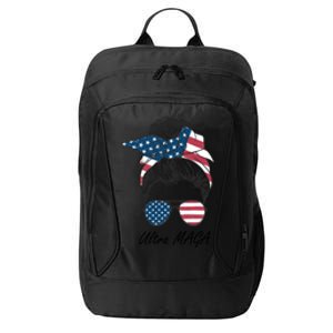 Ultra MAGA Messy Bun Parody Trump 2024 Anti Biden City Backpack