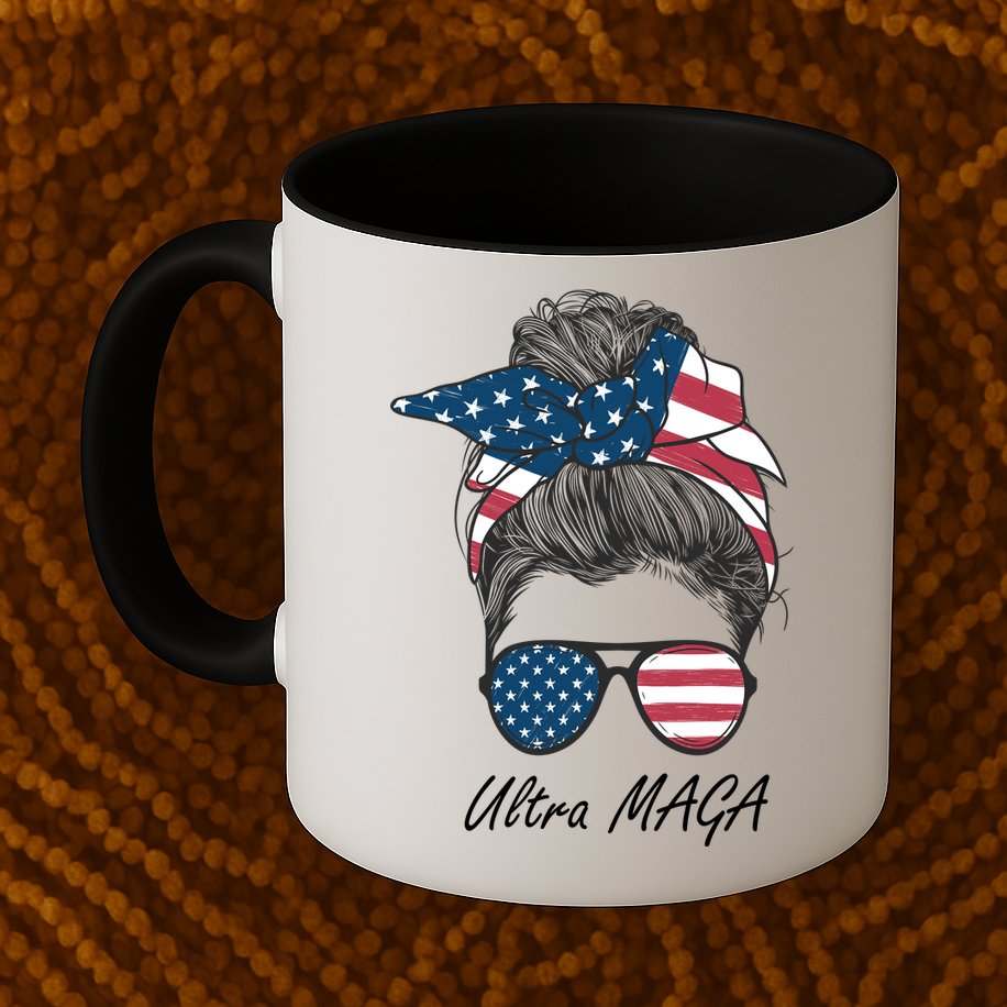 Ultra MAGA Messy Bun Parody Trump 2024 Anti Biden Mug