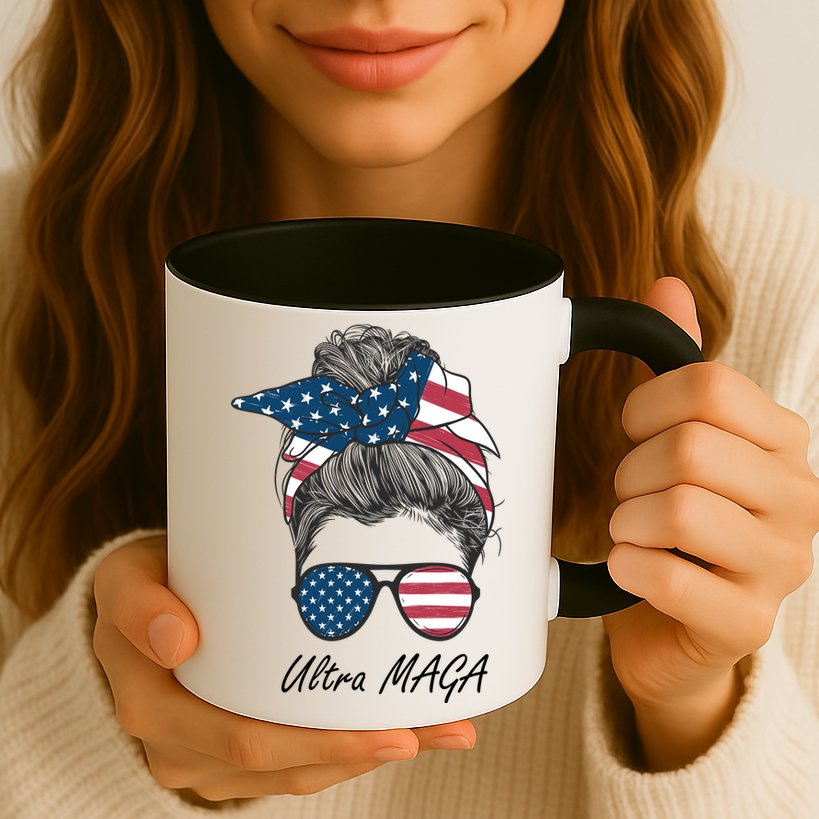 Ultra MAGA Messy Bun Parody Trump 2024 Anti Biden Mug