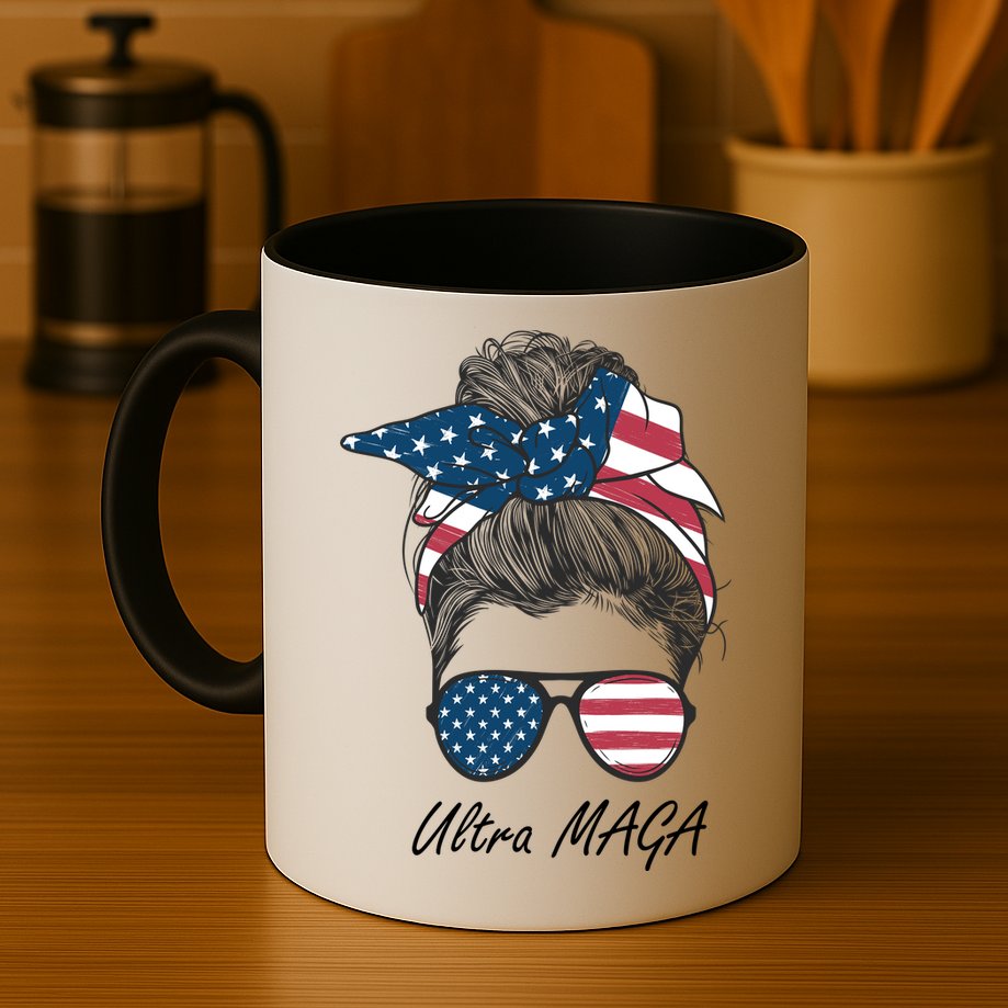 Ultra MAGA Messy Bun Parody Trump 2024 Anti Biden Mug