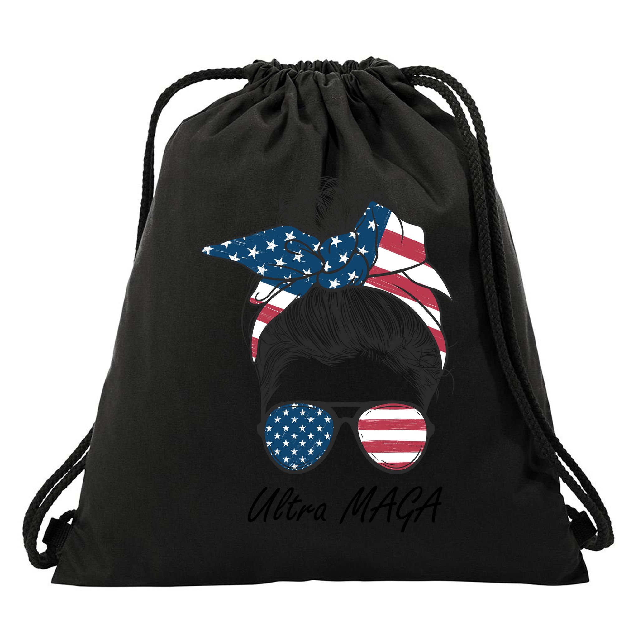 Ultra MAGA Messy Bun Parody Trump 2024 Anti Biden Drawstring Bag