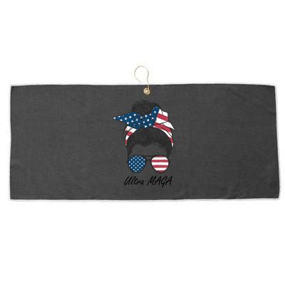 Ultra MAGA Messy Bun Parody Trump 2024 Anti Biden Large Microfiber Waffle Golf Towel