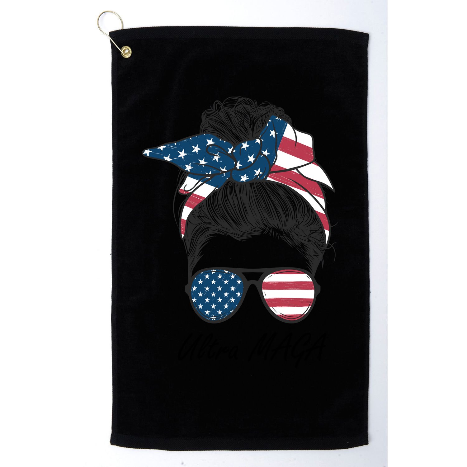 Ultra MAGA Messy Bun Parody Trump 2024 Anti Biden Golf Towel