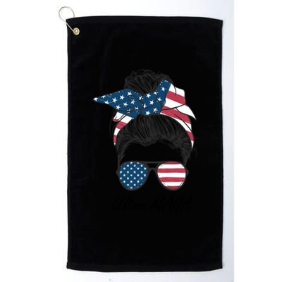 Ultra MAGA Messy Bun Parody Trump 2024 Anti Biden Platinum Collection Golf Towel