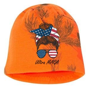 Ultra MAGA Messy Bun Parody Trump 2024 Anti Biden Kati - Camo Knit Beanie