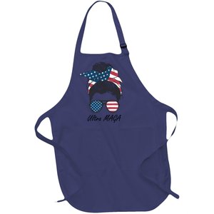 Ultra MAGA Messy Bun Parody Trump 2024 Anti Biden Full-Length Apron With Pockets