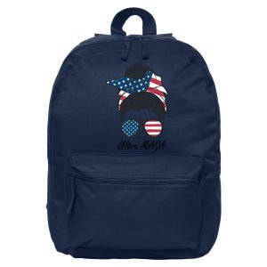 Ultra MAGA Messy Bun Parody Trump 2024 Anti Biden 16 in Basic Backpack