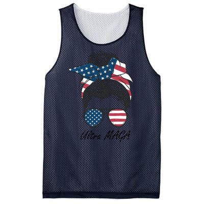 Ultra MAGA Messy Bun Parody Trump 2024 Anti Biden Mesh Reversible Basketball Jersey Tank