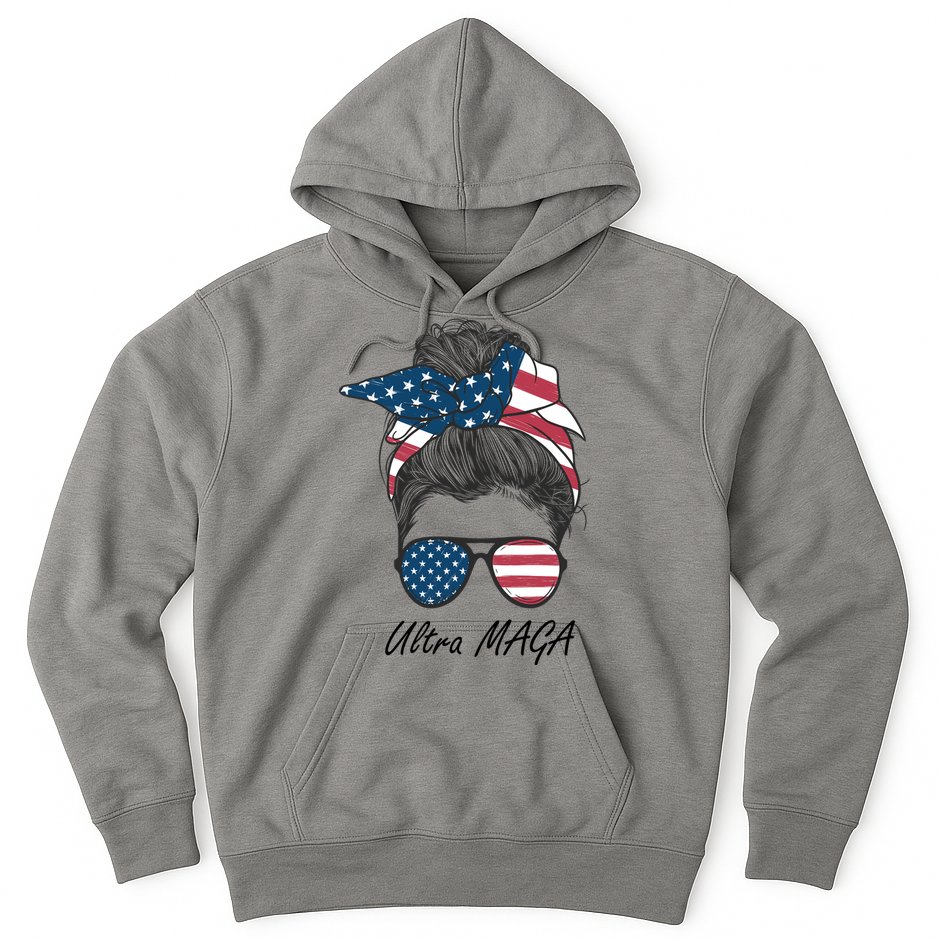 Ultra MAGA Messy Bun Parody Trump 2024 Anti Biden Hoodie