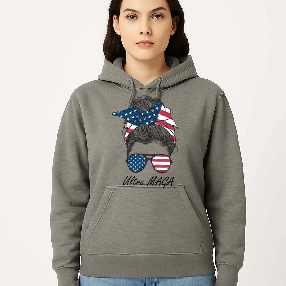 Ultra MAGA Messy Bun Parody Trump 2024 Anti Biden Hoodie