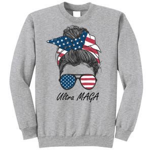 Ultra MAGA Messy Bun Parody Trump 2024 Anti Biden Sweatshirt