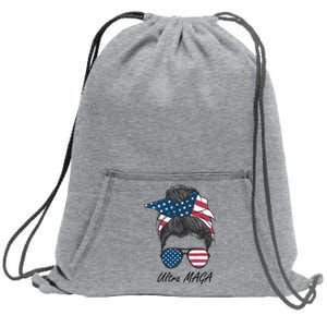 Ultra MAGA Messy Bun Parody Trump 2024 Anti Biden Sweatshirt Cinch Pack Bag