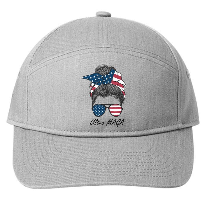 Ultra MAGA Messy Bun Parody Trump 2024 Anti Biden 7-Panel Snapback Hat