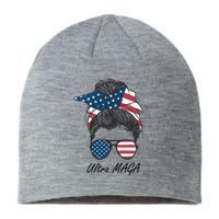 Ultra MAGA Messy Bun Parody Trump 2024 Anti Biden Sustainable Beanie