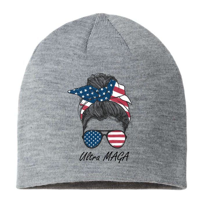 Ultra MAGA Messy Bun Parody Trump 2024 Anti Biden Sustainable Beanie