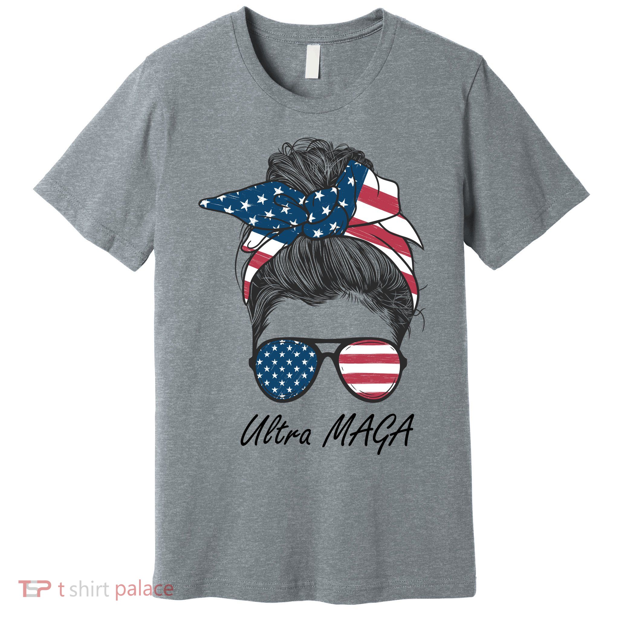 Ultra MAGA Messy Bun Parody Trump 2024 Anti Biden Premium T-Shirt