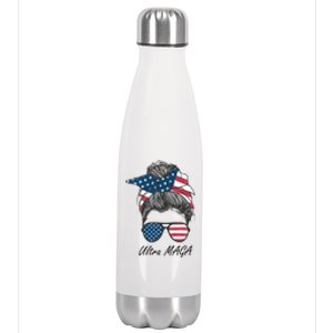 Ultra MAGA Messy Bun Parody Trump 2024 Anti Biden Stainless Steel Insulated Water Bottle