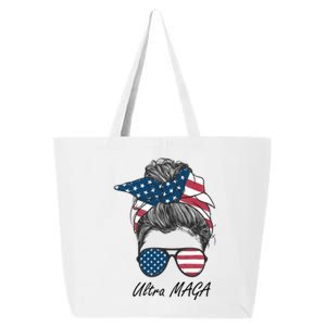 Ultra MAGA Messy Bun Parody Trump 2024 Anti Biden 25L Jumbo Tote