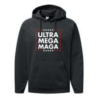 Ultra Mega Maga Trump Liberal Supporter Republican Family Performance Fleece Hoodie