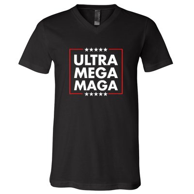 Ultra Mega Maga Trump Liberal Supporter Republican Family V-Neck T-Shirt