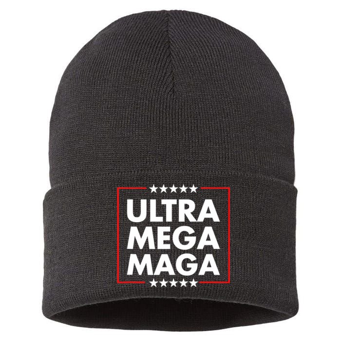 Ultra Mega Maga Trump Liberal Supporter Republican Family Sustainable Knit Beanie