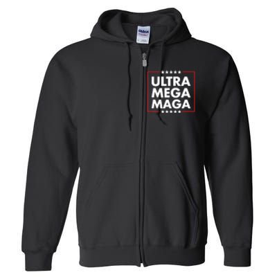 Ultra Mega Maga Trump Liberal Supporter Republican Family Full Zip Hoodie