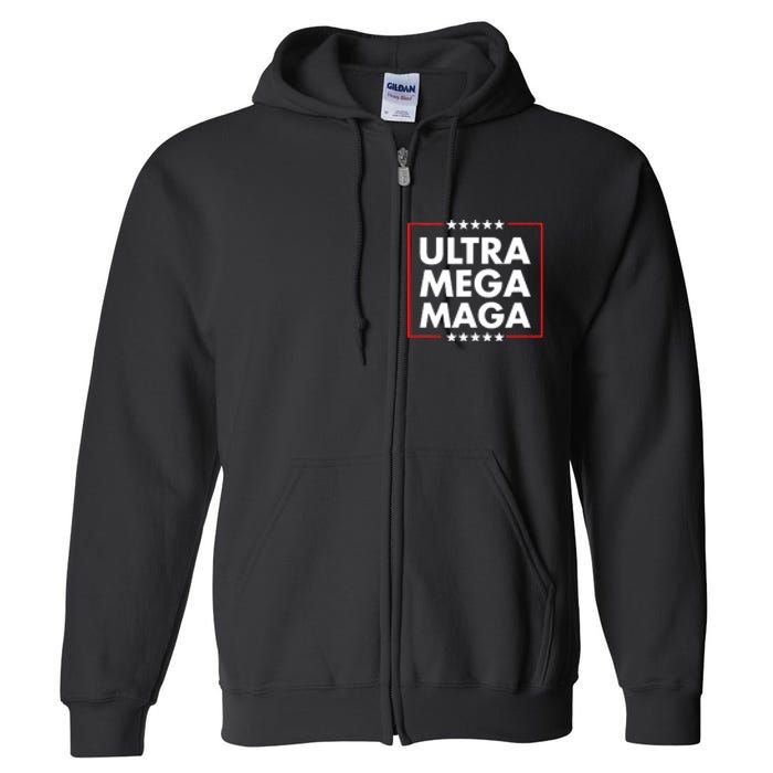 Ultra Mega Maga Trump Liberal Supporter Republican Family Full Zip Hoodie