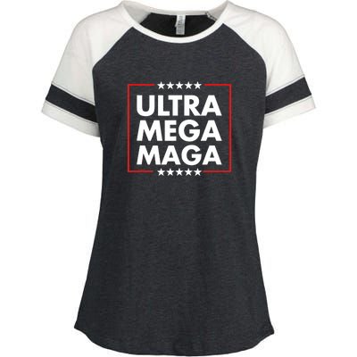 Ultra Mega Maga Trump Liberal Supporter Republican Family Enza Ladies Jersey Colorblock Tee