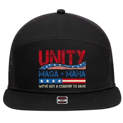 Unity Maga Maha WeVe Got A Country To Save American Flag 7 Panel Mesh Trucker Snapback Hat
