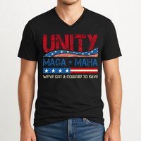 Unity Maga Maha WeVe Got A Country To Save American Flag V-Neck T-Shirt
