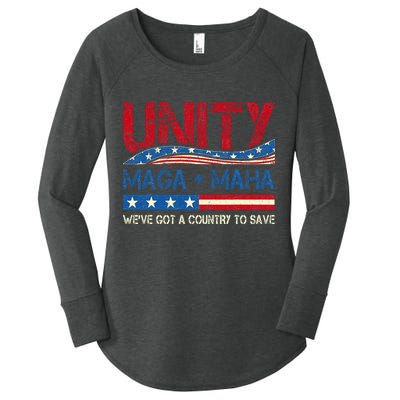 Unity Maga Maha WeVe Got A Country To Save American Flag Women's Perfect Tri Tunic Long Sleeve Shirt