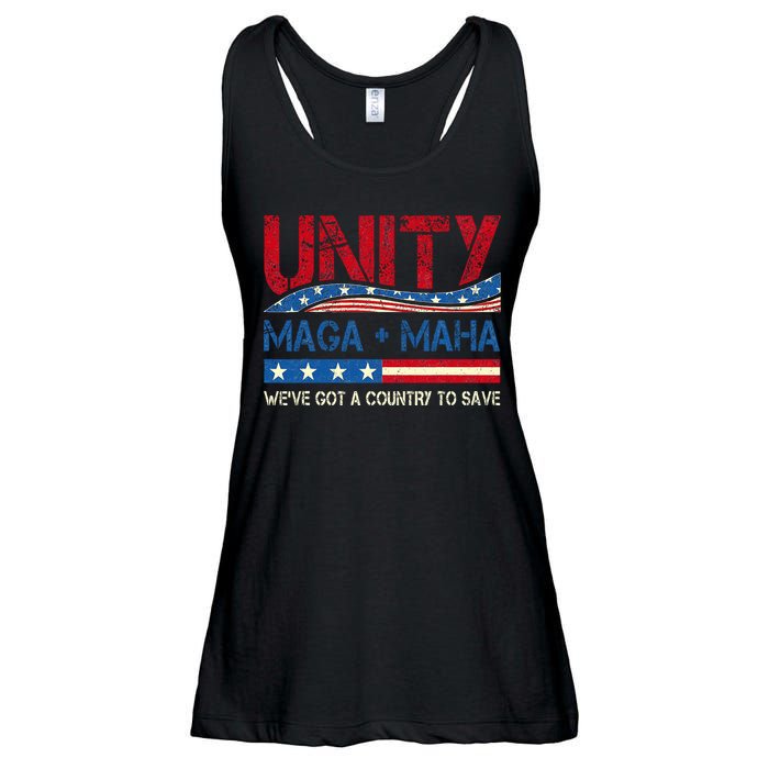 Unity Maga Maha WeVe Got A Country To Save American Flag Ladies Essential Flowy Tank