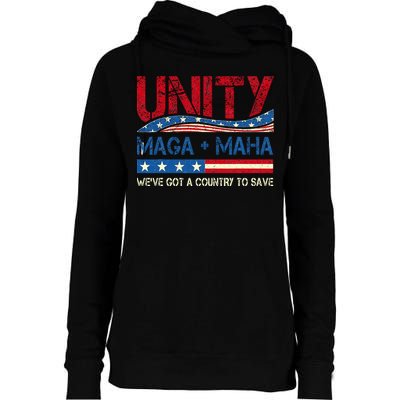 Unity Maga Maha WeVe Got A Country To Save American Flag Womens Funnel Neck Pullover Hood