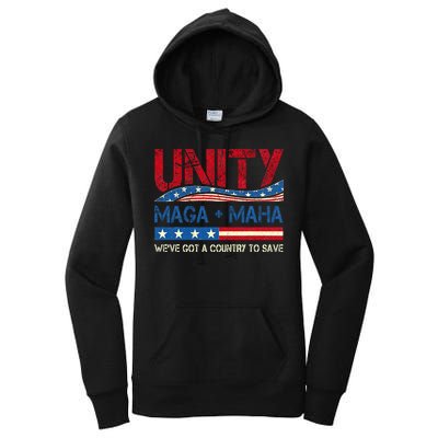 Unity Maga Maha WeVe Got A Country To Save American Flag Women's Pullover Hoodie
