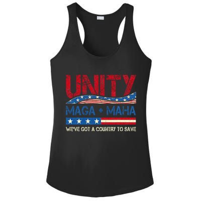 Unity Maga Maha WeVe Got A Country To Save American Flag Ladies PosiCharge Competitor Racerback Tank