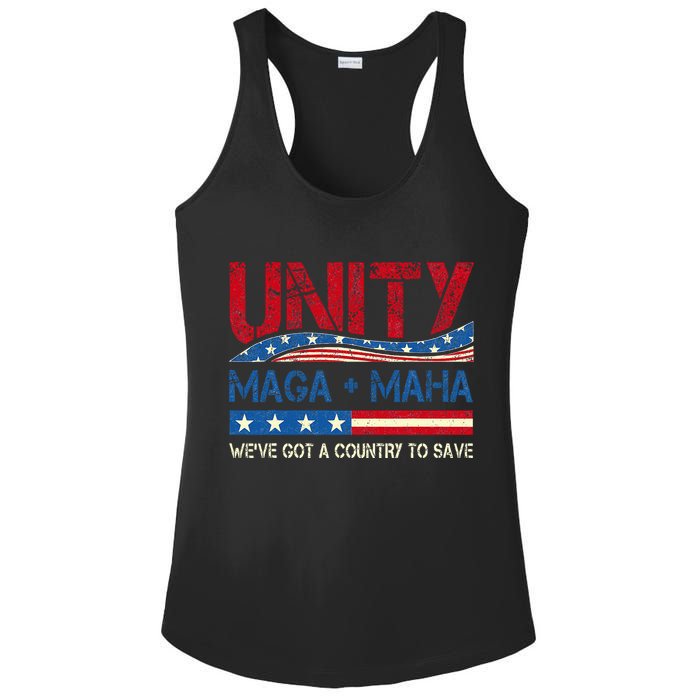 Unity Maga Maha WeVe Got A Country To Save American Flag Ladies PosiCharge Competitor Racerback Tank