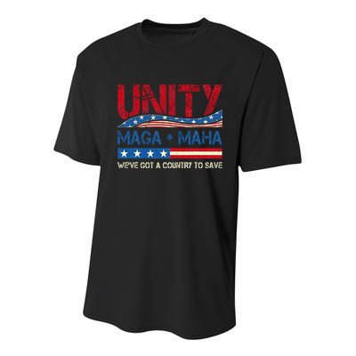 Unity Maga Maha WeVe Got A Country To Save American Flag Youth Performance Sprint T-Shirt