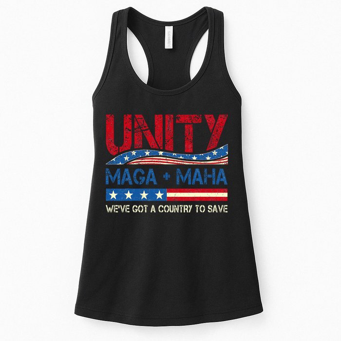 Unity Maga Maha WeVe Got A Country To Save American Flag Womens Tank Top
