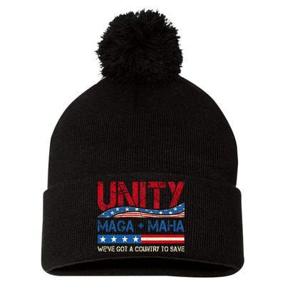 Unity Maga Maha WeVe Got A Country To Save American Flag Pom Pom 12in Knit Beanie