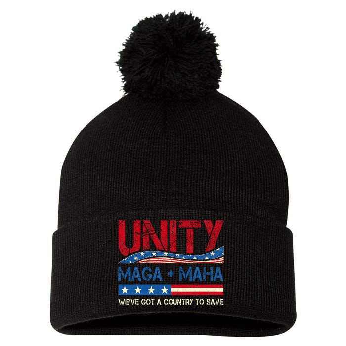 Unity Maga Maha WeVe Got A Country To Save American Flag Pom Pom 12in Knit Beanie