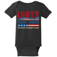 Unity Maga Maha WeVe Got A Country To Save American Flag Baby Bodysuit