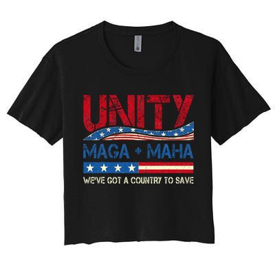 Unity Maga Maha WeVe Got A Country To Save American Flag Crop Top