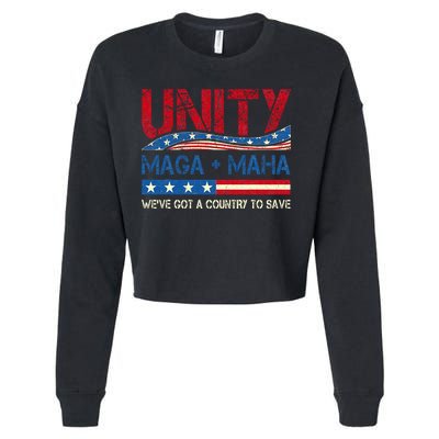 Unity Maga Maha WeVe Got A Country To Save American Flag Cropped Pullover Crew
