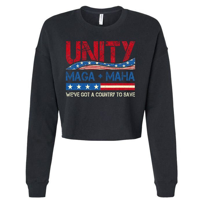 Unity Maga Maha WeVe Got A Country To Save American Flag Cropped Pullover Crew