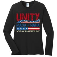 Unity Maga Maha WeVe Got A Country To Save American Flag Ladies Long Sleeve Shirt