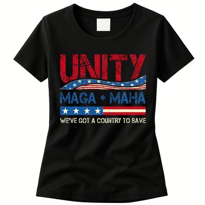 Unity Maga Maha WeVe Got A Country To Save American Flag Womens T-Shirt