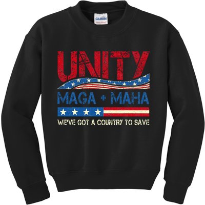 Unity Maga Maha WeVe Got A Country To Save American Flag Kids Sweatshirt