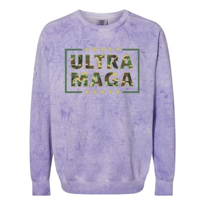 Ultra MAGA Military Camouflage Pro Donald Trump 2024 Colorblast Crewneck Sweatshirt