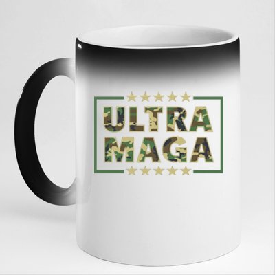 Ultra MAGA Military Camouflage Pro Donald Trump 2024 11oz Black Color Changing Mug